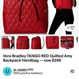 Vera Bradley Amy Quilted Leather Backpack in Tango Red Vera Bradley | Bags | Vera Bradley Amy Quilted Leather  main image 3